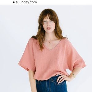 Suunday The Gauze Dolman Top in Clay, M